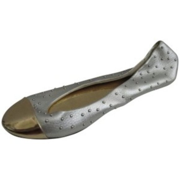 *Gap Silver Gold Pebbled Patent Studded Ballet - Picture 1 of 4